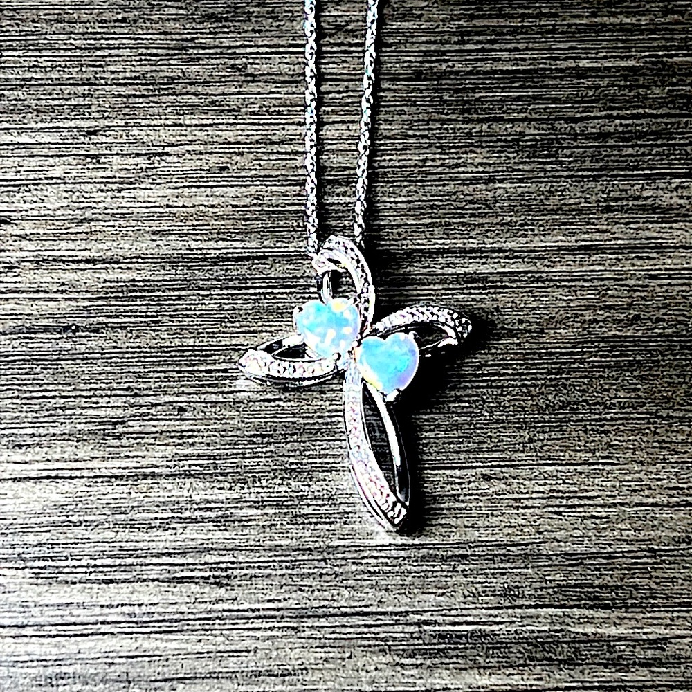 Sterling Silver cross diamond necklace
